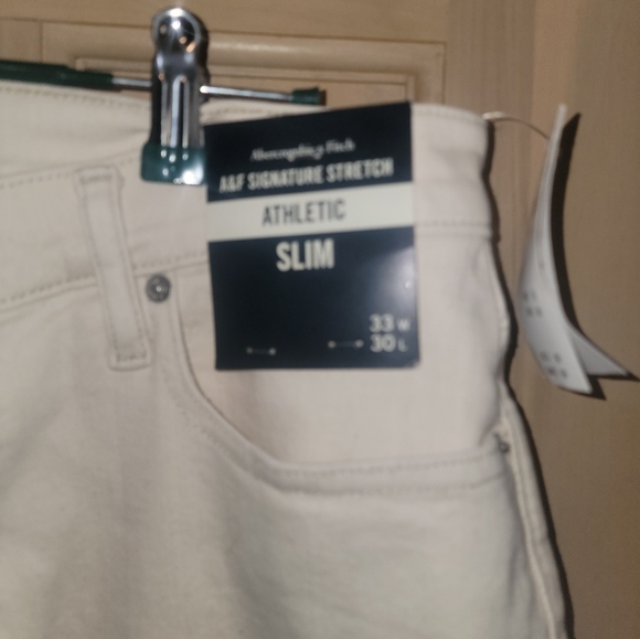 NWT Mens Off White Abercrombie and Fitch Stretch Sport Slim Jeans 33 x 30 - Picture 11 of 13